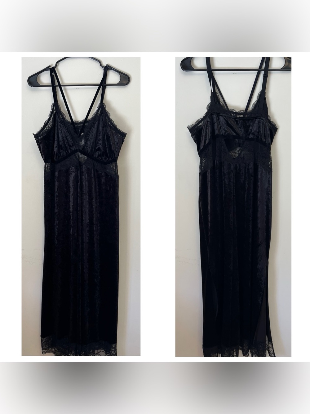 NWT Torrid Velour Lace Maxi Slip Dress in Rich Black size 3